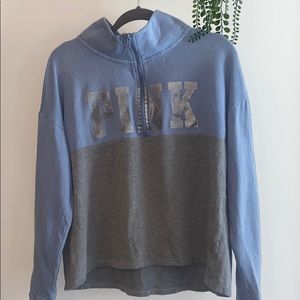 Blue & grey VS PINK half zip sweater